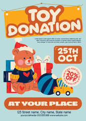 Fototapeta premium Toy Donation Event Flyer with Holiday Theme