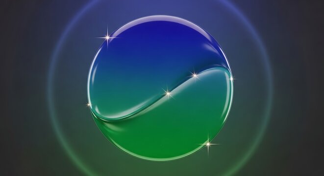 Abstract oval shape with gradient blue and green colors and light effects