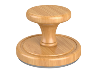 Natural round wooden stump with textured bark and smooth cut surface suitable for rustic decoration or outdoor nature themes isolated on white background