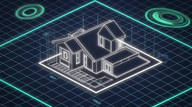 Dynamic Digital Rendering Showcasing Intricate House Construction