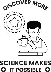 A man is holding a microscope and a star is above him