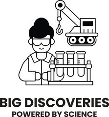 A woman is holding a bunch of test tubes and a crane is lifting them