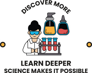 A man in a lab coat is holding a test tube and a bottle of liquid