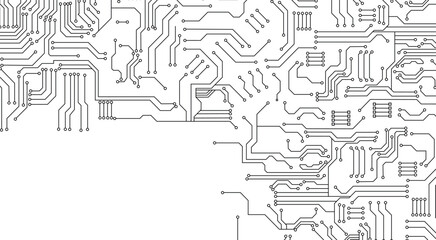 Seamless shadow pattern of motherboard technology on white background. 