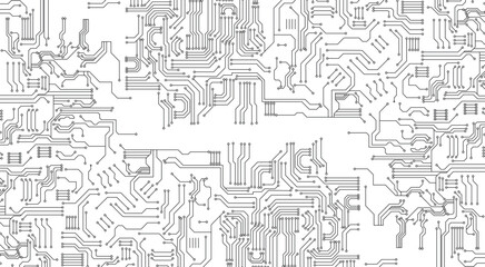 Seamless shadow pattern of motherboard technology on white background. 