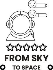 A cartoon of a man in a space suit with a smiley face and a sad face