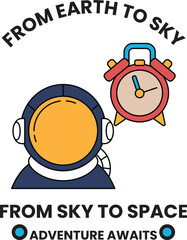 A cartoon of a man in a spacesuit with an alarm clock next to him