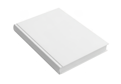 A plain white hardcover book with blank pages isolated on transparent background - Powered by Adobe
