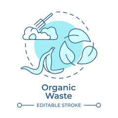 Organic waste soft blue concept icon. Sustainable biodegradable, environmental impact. Round shape line illustration. Abstract idea. Graphic design. Easy to use in article, brochure
