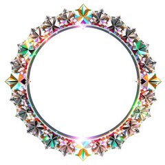 Iridescent Diamond Circle Frame: A Sparkling Gemstone Border Design.