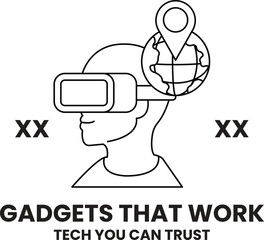 A man wearing a virtual reality headset is shown with a globe in the background