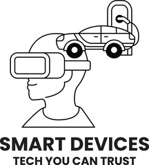 A man wearing a virtual reality headset is looking at a car