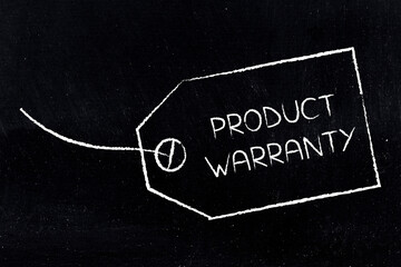 product warranty label illustration for consumer protection and retail communication