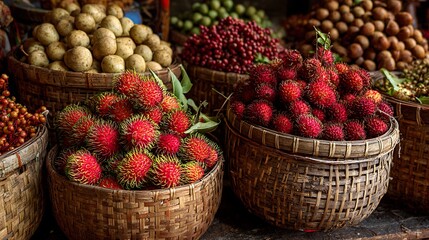 A fresh, ripe basket of summer berries and organic fruit