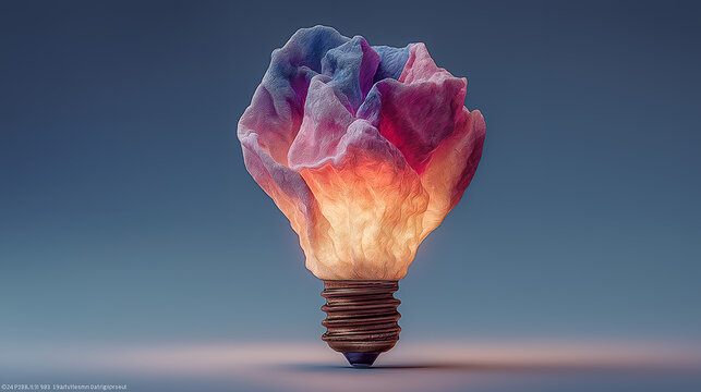 Floating glowing neon bulb with random shape ai generated