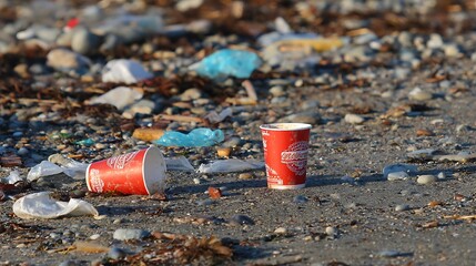 Fishing nets and floats in the harbor with smoke rising from a fresh meat barbecue grill