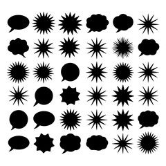Comic Style Burst and Speech Bubble Icons – Star, Explosion, and Cloud Vector Set