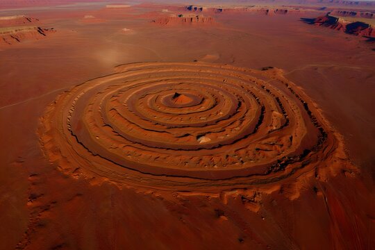 Eye of the sahara richat structure in mauritania from an aerial perspective view