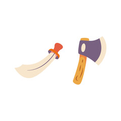Sword and axe together, symbolizing battle, strength, and warrior themes. Clean, bold illustration ideal for fantasy, medieval combat, gaming icons, and adventure concepts.