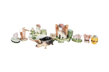 Whimsical Miniature Woodland Scene with Animal Figurines PNG