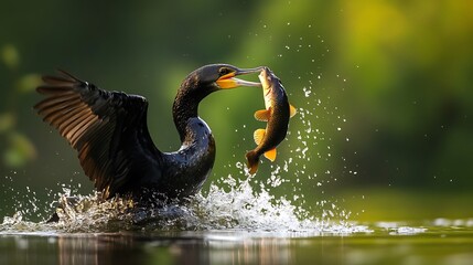 Great crested grebe and great blue heron, two wild avian animals with feather, beak, and water elements, are common wildlife subjects