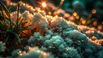 snow frost plant winter closeup background