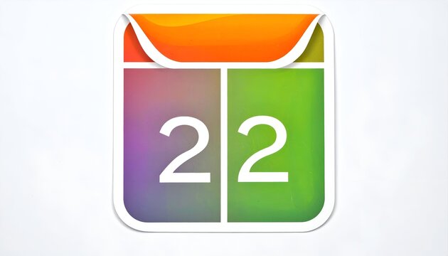 A colorful, stylized app icon displays the number 22 on a square calendar