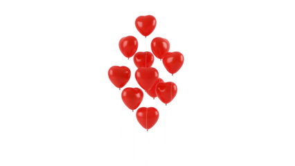Red Heart Balloons, isolated on transparent background