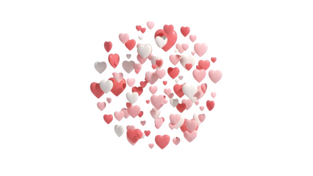 Floating Hearts Collection, isolated on transparent background