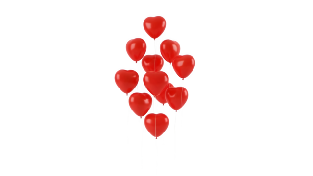 Red Heart Balloons, isolated on transparent background