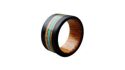 Handcrafted wooden ring: A close-up shot of an elegant wooden ring. showcasing the rich textures and intricate craftsmanship