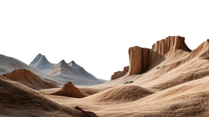 Desert Landscape: Vast and desolate, this image captures the raw beauty of a desert landscape, where towering rock formations meet endless stretches of sand. A testament to nature's power.