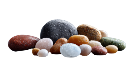 Stones Collection: A close-up showcases a diverse arrangement of smooth stones, each with unique textures and hues, creating a harmonious display of natural artistry.