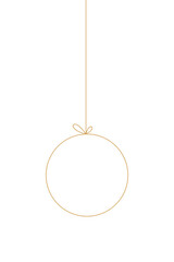 Golden Christmas round ball toy isolated on a white background, vector. A festive simple, empty Christmas element for design, decorations, labels, posters, greetings with a place for text
