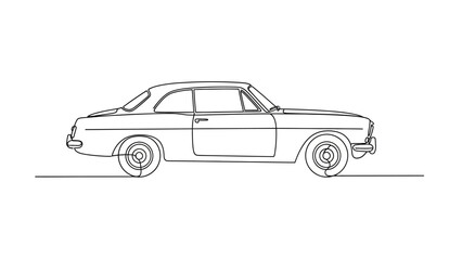 Fototapeta premium Classic car line art drawing evokes vintage automotive design with clean lines