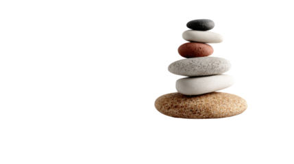 Stacked Stone Harmony: A balanced composition of smoothly textured stones, meticulously stacked in perfect equilibrium, offering a visual representation of peace and mindfulness. 