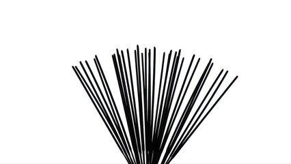 Bundle of incense sticks artistically arranged and isolated against a pristine white background, showcasing a minimalist and tranquil composition