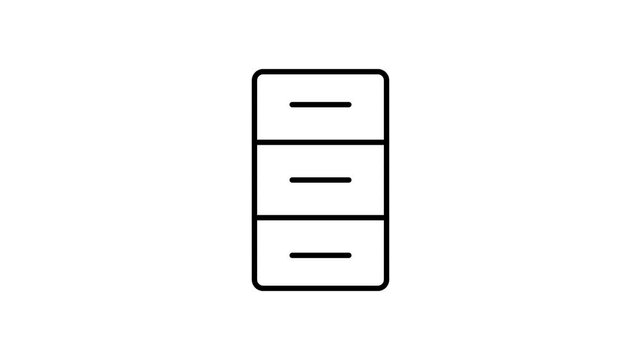 A black and white sketch of a drawer, emphasizing its shape and handle in a clean, artistic representation.