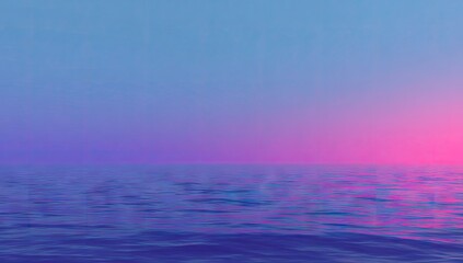 Obraz premium Gentle ocean waves reflect vibrant pink and purple sunset hues.