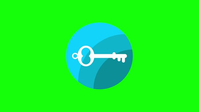Key, lock animated icon. Green screen animated icon. Animated icon green screen about key.	