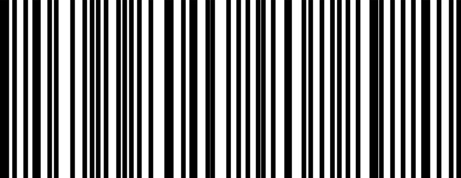 Barcode vector icon, Editable stroke barcode, Barcode black icon on transparent background, Fake barcode icon.