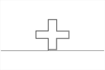 Continuous line drawing of a plus sign, medical cross concept
