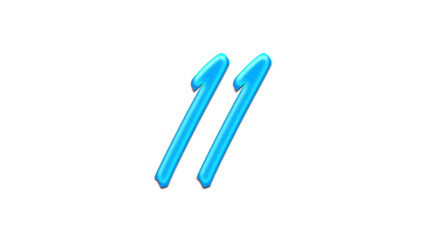 Glowing blue effect of number 11 on white background.