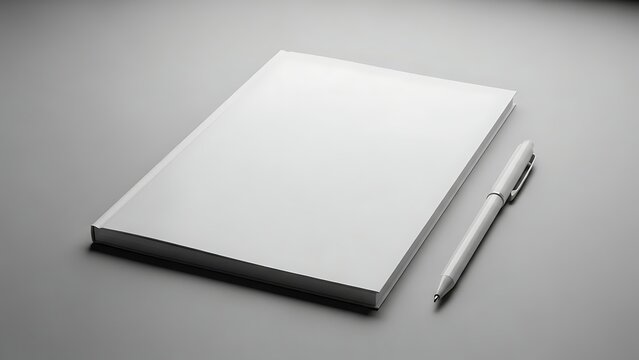 Blank Notebook and Pen on Gray Background for Mockup.