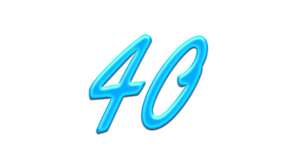 Glowing blue effect of number 40 on white background.