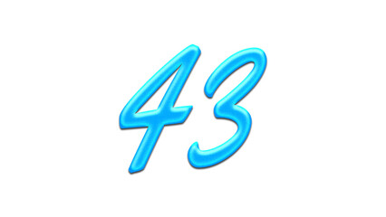 Glowing blue effect of number 43 on white background.