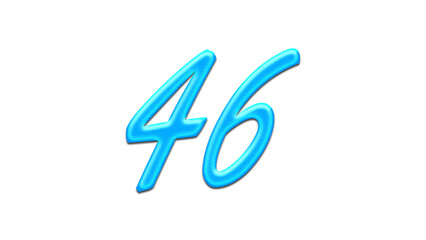 Glowing blue effect of number 46 on white background.