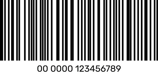 Fake barcode vector icon, fake barcode number, black barcode icon on transparent background
