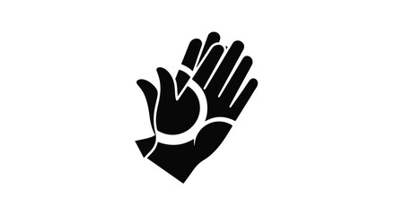 Stylized open hands forming a symbol of connection and support against a clean background