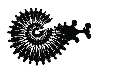 Abstract spiral of diverse people symbolizing unity and growth